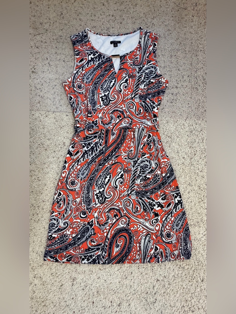 Ann Taylor Women's Coral Paisley Sleeveless Dress